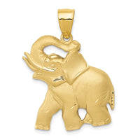 Load image into Gallery viewer, 14k Solid Satin Diamond-cut Open-Backed Elephant Pendant
