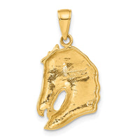 Load image into Gallery viewer, 14k Solid Polished Open-Backed Horse Head Pendant
