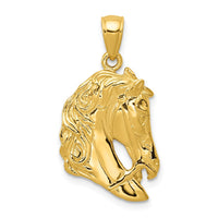 Load image into Gallery viewer, 14k Solid Polished Open-Backed Horse Head Pendant
