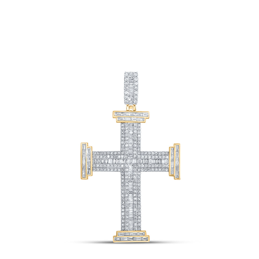 1 3/4CTW-DIA NK MENS CROSS CHARM