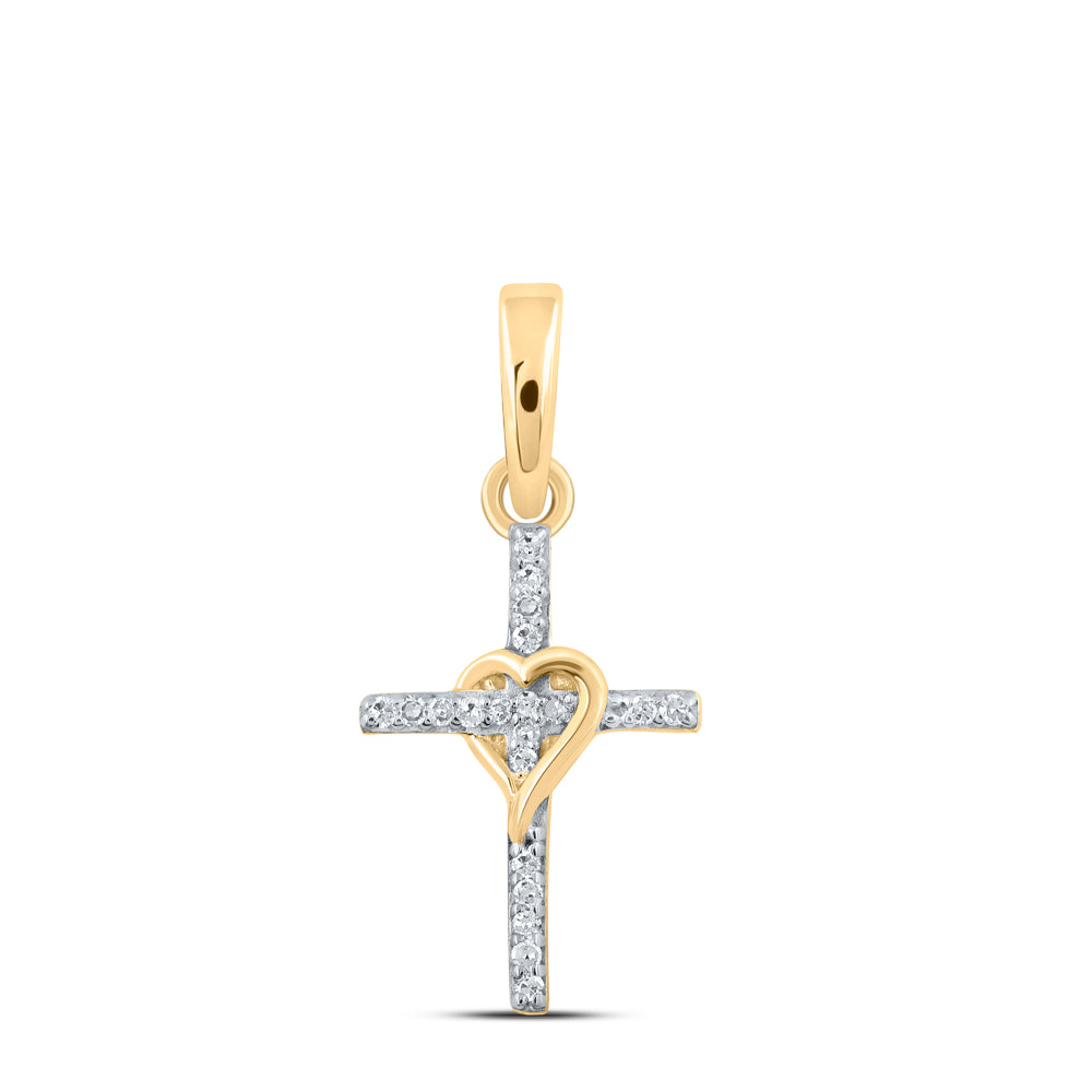 1/20CTW-DIA CN HEART CROSS PENDANT