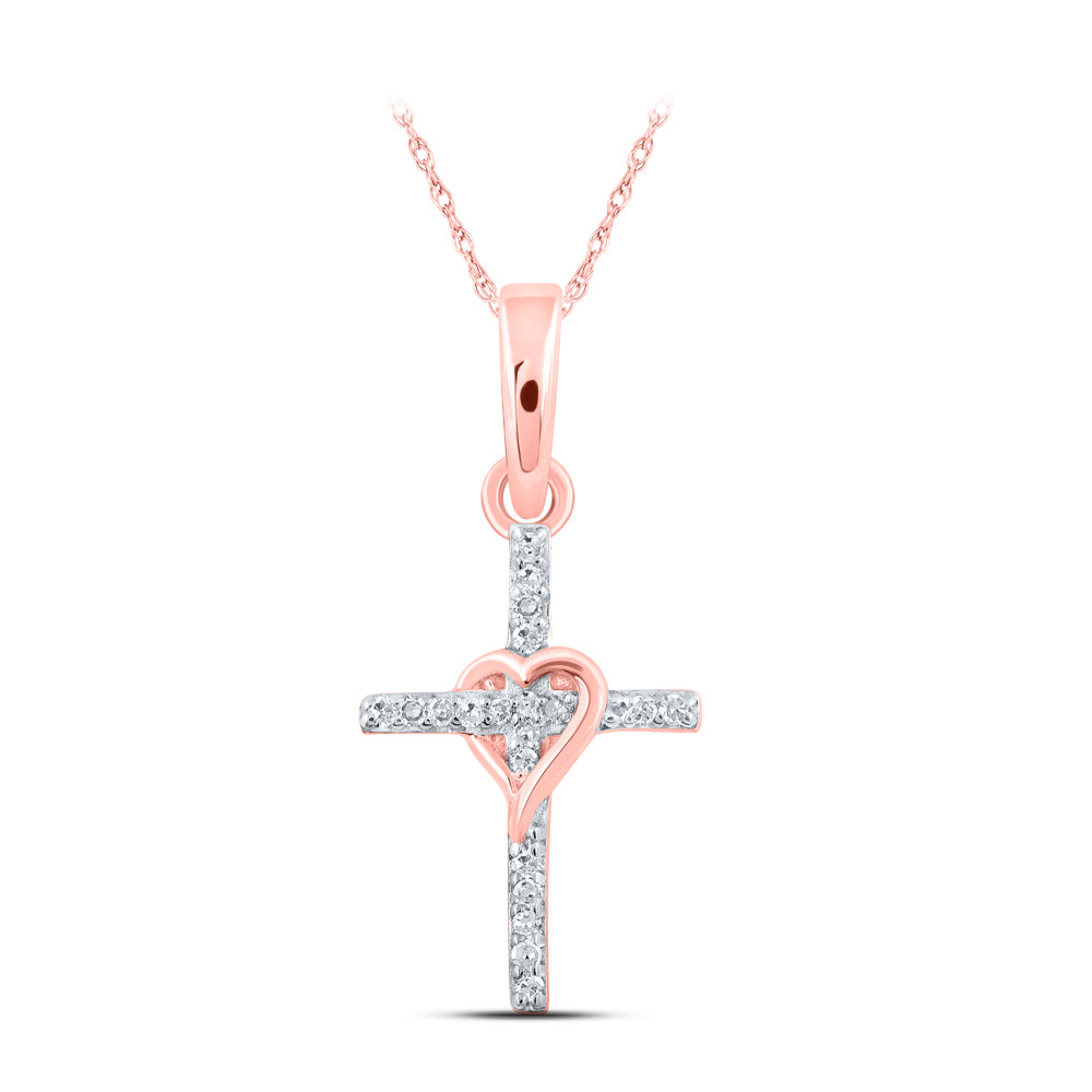 1/20CTW-DIA CN HEART CROSS PENDANT