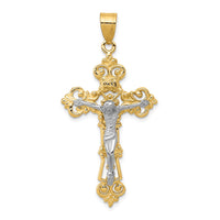 Load image into Gallery viewer, 14k Two-tone INRI Fleur De Lis Crucifix Pendant
