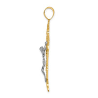 Load image into Gallery viewer, 14k Two-tone INRI Fleur De Lis Crucifix Pendant
