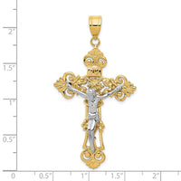 Load image into Gallery viewer, 14k Two-tone INRI Fleur De Lis Crucifix Pendant
