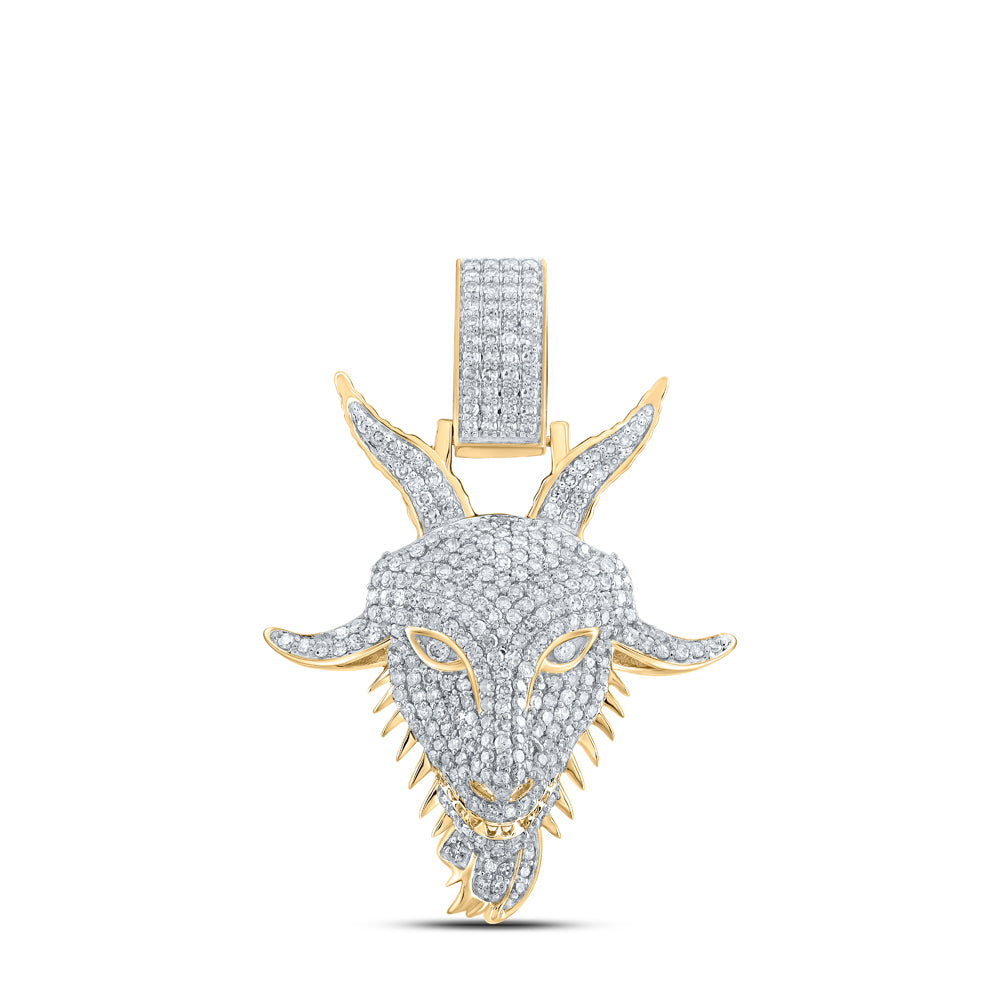 1 1/2CTW-DIA NK GOAT FACE MENS CHARM
