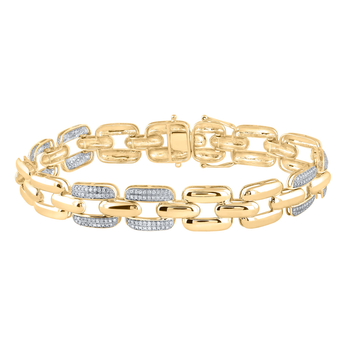 10k Yellow Gold Round Diamond Link Bracelet 1 Cttw