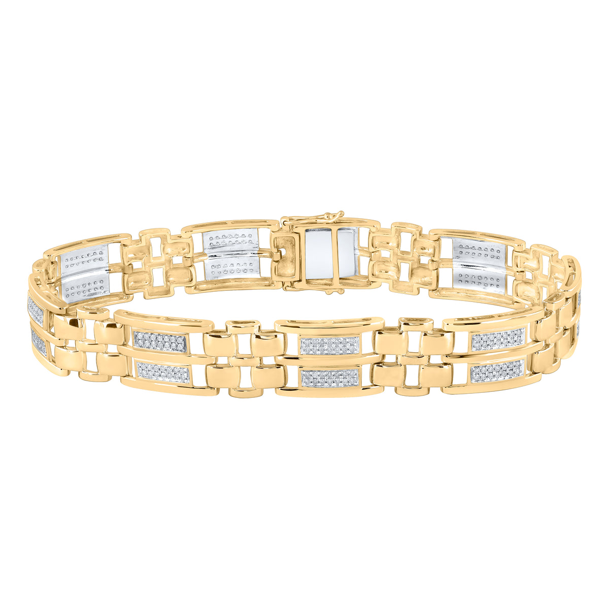 10k Yellow Gold Round Diamond Link Bracelet 1 Cttw