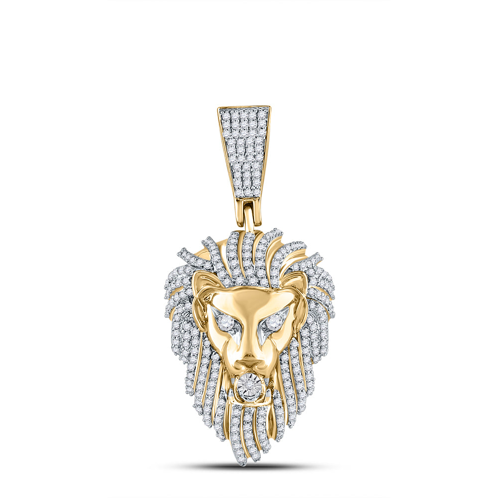 1 1/3 CT-DIA NK LION FACE MENS CHARM