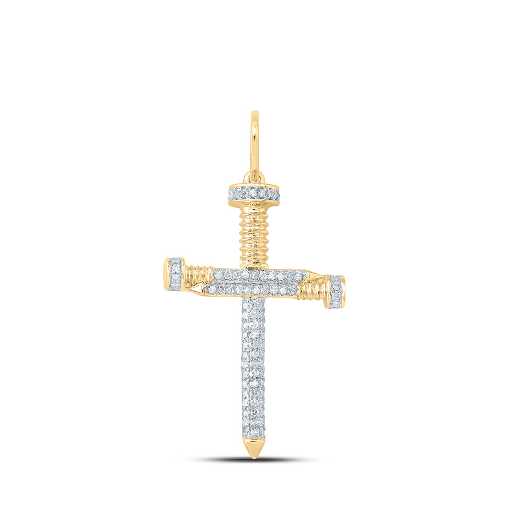 1/3CT-DIA CN MENS NAIL CROSS CHARM
