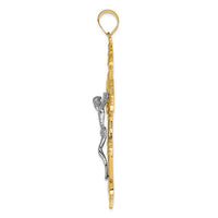 Load image into Gallery viewer, 14k Two-tone INRI Fleur De Lis Crucifix Pendant
