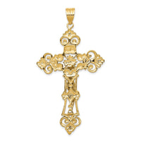Load image into Gallery viewer, 14k Two-tone INRI Fleur De Lis Crucifix Pendant
