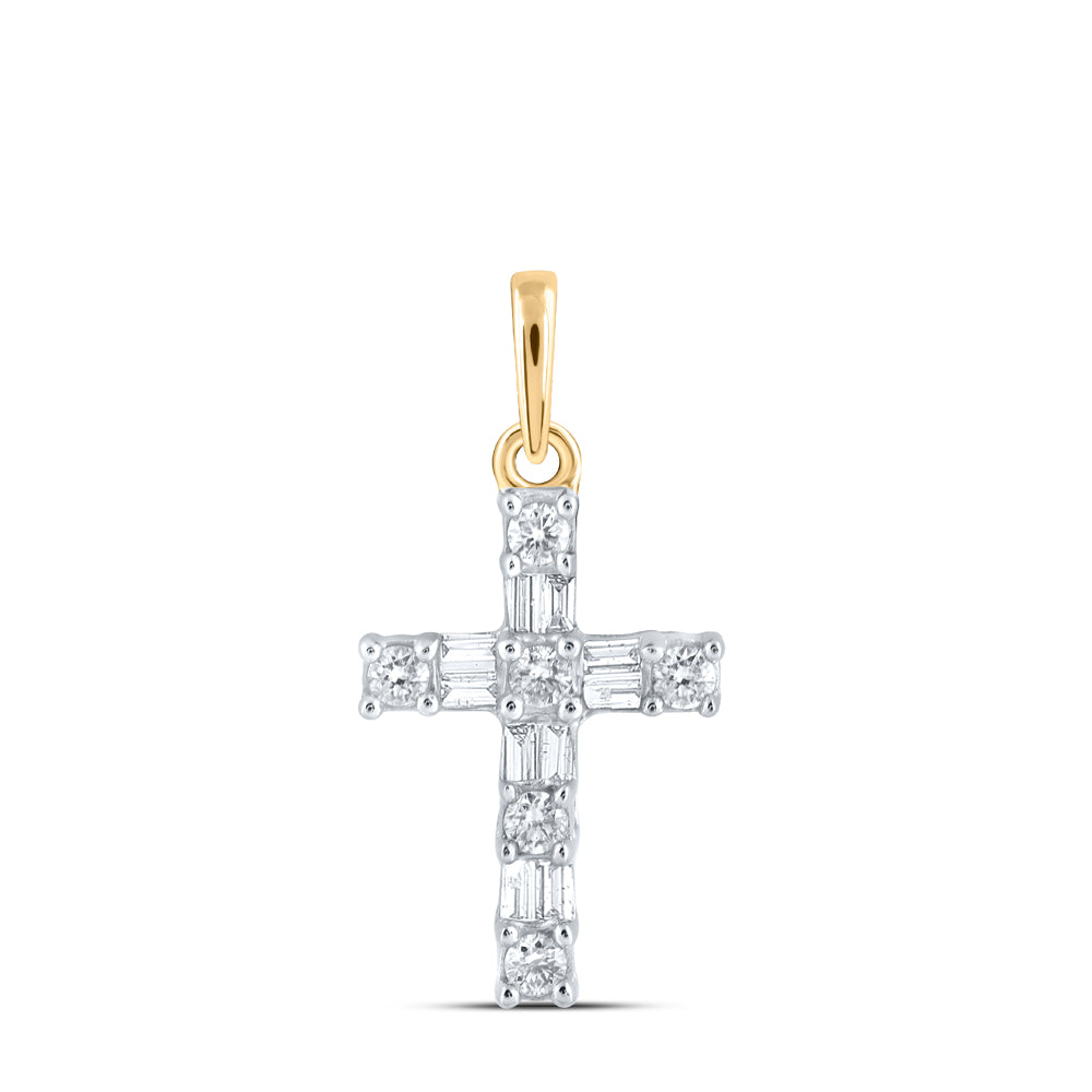 1/6CTW-DIA NK CROSS PENDANT