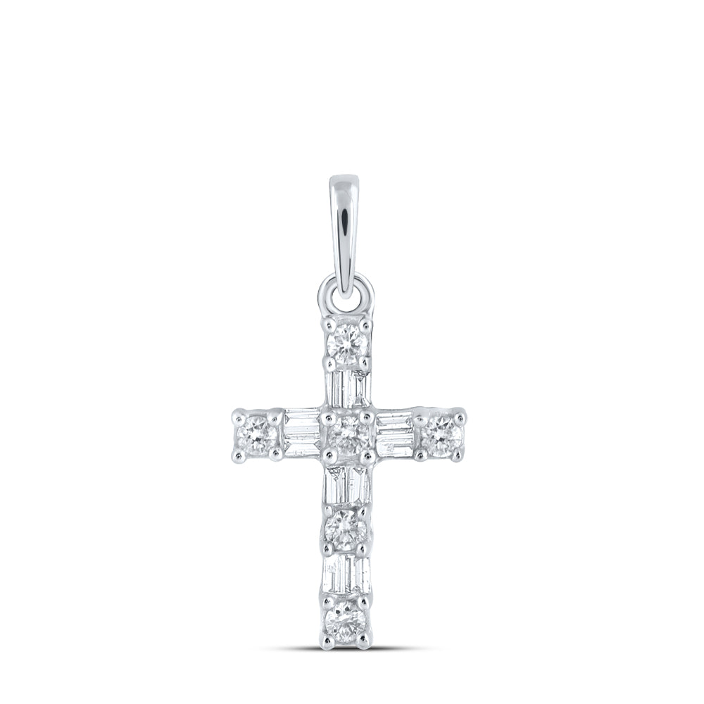 1/6CTW-DIA NK CROSS PENDANT