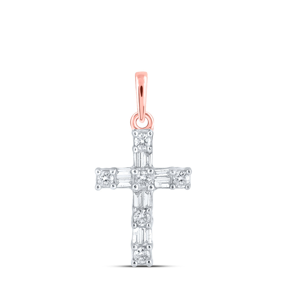 1/6CTW-DIA NK CROSS PENDANT