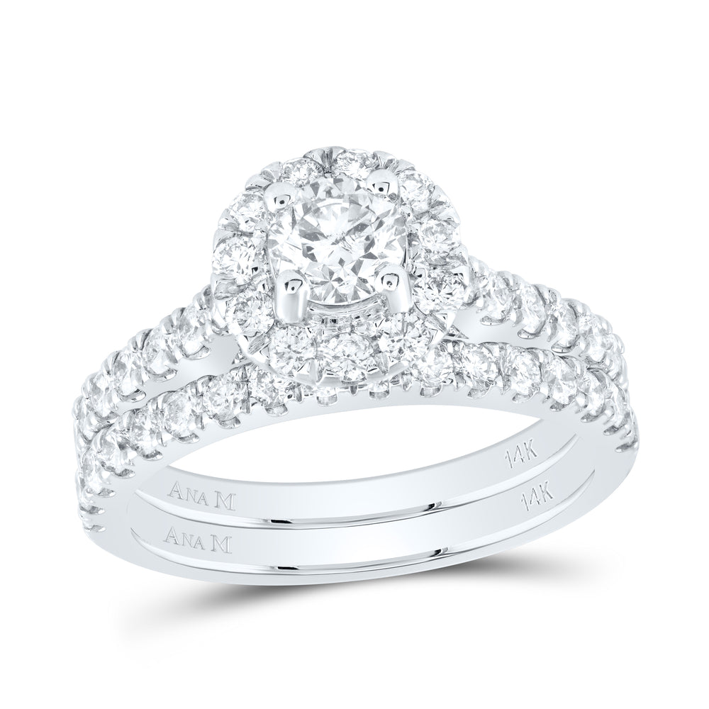 1 3/4CTW-DIA ANA M 1/2CT-CRD SINGLE HALO BRIDAL SET
