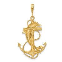 Load image into Gallery viewer, 14k Solid Polished Anchor with Dolphin Pendant

