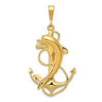 Load image into Gallery viewer, 14k Solid Polished Anchor with Dolphin Pendant
