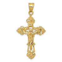 Load image into Gallery viewer, 14k INRI Fleur De Lis Crucifix Pendant

