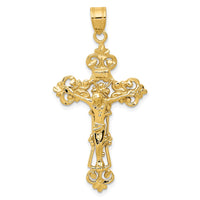 Load image into Gallery viewer, 14k INRI Fleur De Lis Crucifix Pendant
