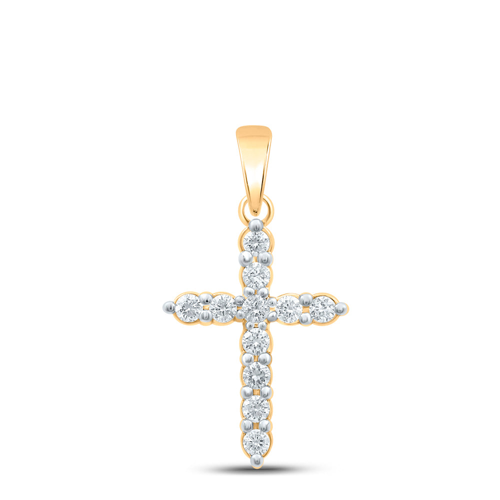 1/4CTW-DIA NK CROSS PENDANT