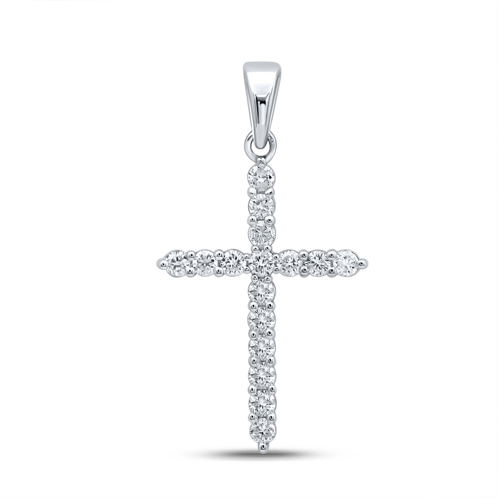 1/4CTW-DIA NK CROSS PENDANT