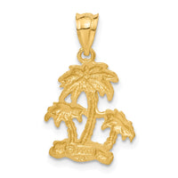 Load image into Gallery viewer, 14k Satin Diamond-cut Open-Backed Palm Trees Pendant
