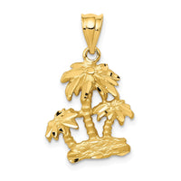 Load image into Gallery viewer, 14k Satin Diamond-cut Open-Backed Palm Trees Pendant
