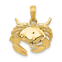 Load image into Gallery viewer, 14k Polished Open-Backed Crab Pendant
