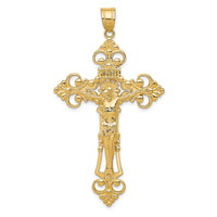 Load image into Gallery viewer, 14k INRI Fleur De Lis Crucifix Pendant
