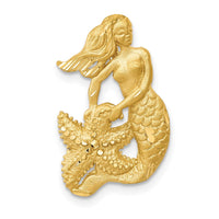 Load image into Gallery viewer, 14k Satin Diamond-cut Open-Backed Mermaid Pendant
