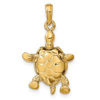 Load image into Gallery viewer, 14K Solid Polished 3-D Moveable Turtle Pendant
