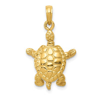 Load image into Gallery viewer, 14K Solid Polished 3-D Moveable Turtle Pendant
