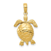 Load image into Gallery viewer, 14K Solid Polished 3-D Moveable Turtle Pendant
