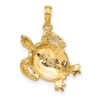 Load image into Gallery viewer, 14k Solid Polished Open-Backed Turtle Pendant
