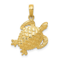 Load image into Gallery viewer, 14k Solid Polished Open-Backed Turtle Pendant
