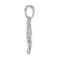Load image into Gallery viewer, 14k White Gold Polished Open-Backed Bass Fish Pendant
