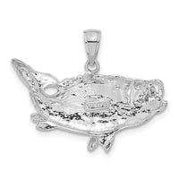 Load image into Gallery viewer, 14k White Gold Polished Open-Backed Bass Fish Pendant
