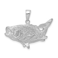 Load image into Gallery viewer, 14k White Gold Polished Open-Backed Bass Fish Pendant
