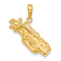 Load image into Gallery viewer, 14k Solid Polished Open-Backed Golf Bag with Clubs Charm
