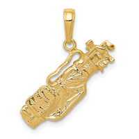 Load image into Gallery viewer, 14k Solid Polished Open-Backed Golf Bag with Clubs Charm
