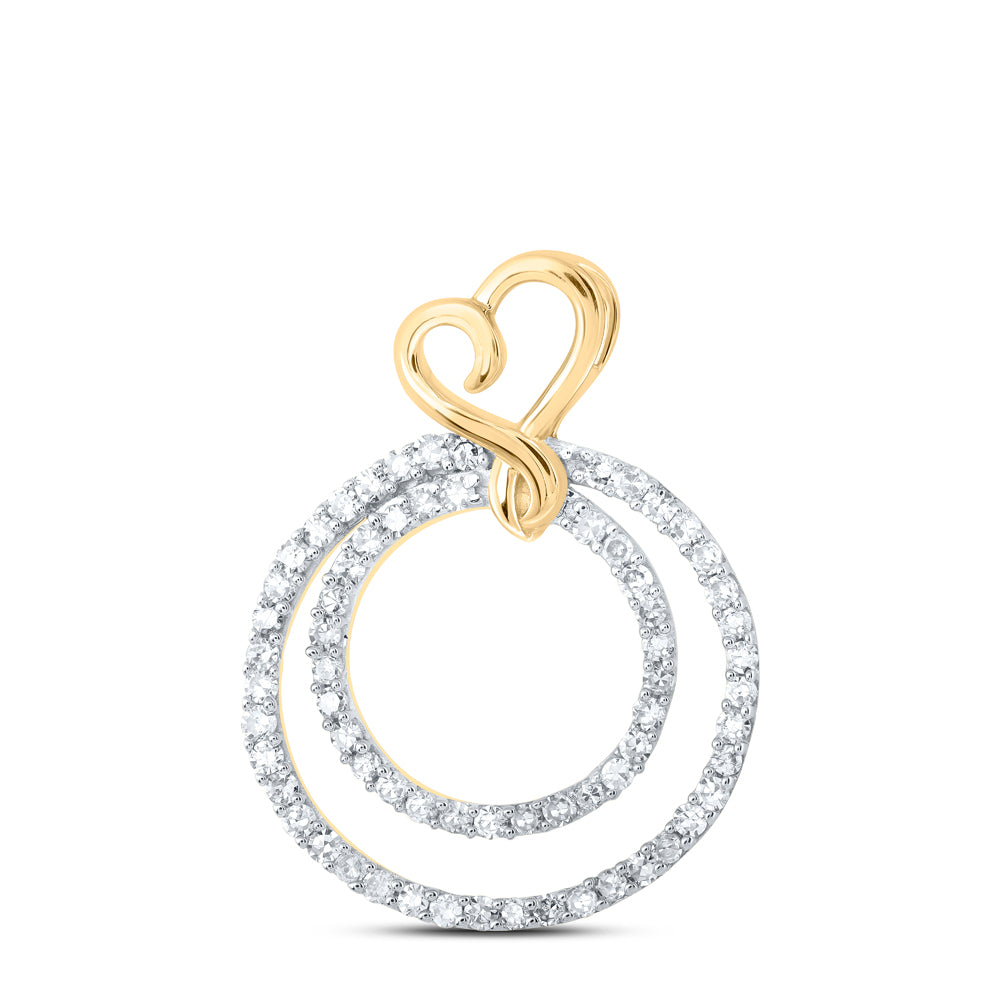 1/4CTW-DIA NK HEART WITH ROUND PENDANT