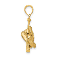 Load image into Gallery viewer, 14K Polished 3-D Glove/Bat/Baseball Pendant
