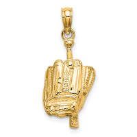 Load image into Gallery viewer, 14K Polished 3-D Glove/Bat/Baseball Pendant
