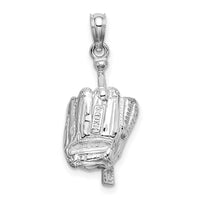 Load image into Gallery viewer, 14K White Gold Polished 3-D Glove/Bat/Baseball Pendant

