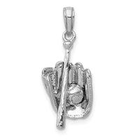 Load image into Gallery viewer, 14K White Gold Polished 3-D Glove/Bat/Baseball Pendant
