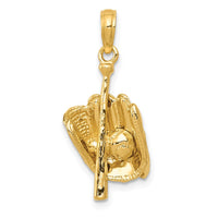 Load image into Gallery viewer, 14K Polished 3-D Glove/Bat/Baseball Pendant
