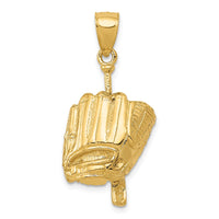 Load image into Gallery viewer, 14K Polished 3-D Glove/Bat/Baseball Pendant
