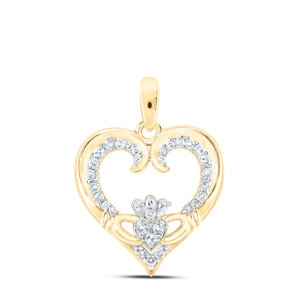 1/6CTW-DIA NK CLADDAGH HEART PENDANT