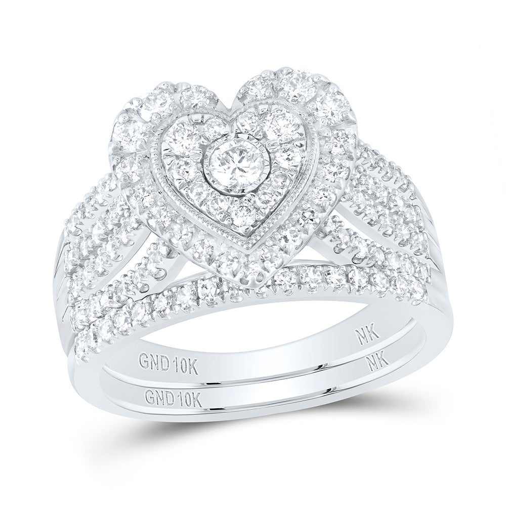 1CTW-DIA NK HEART BRIDAL SET